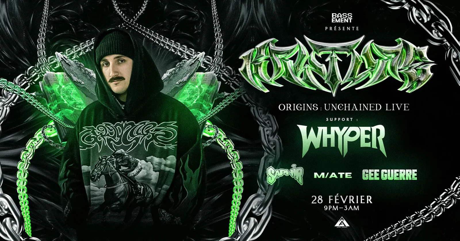 ORIGINS: UNCHAINED LIVE — Kryture Direct Support flyer